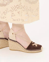 Resort Wedge In Split Leather 75Mm