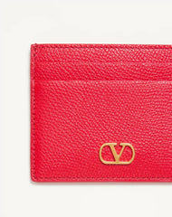 VLogo Signature Grainy Calfskin Card Holder