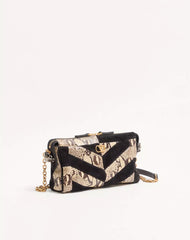 Valentino Garavani Panthea Small Shoulder Bag In Python And Suede With A Chevron Pattern