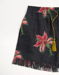 Papier Floral Linen Shorts