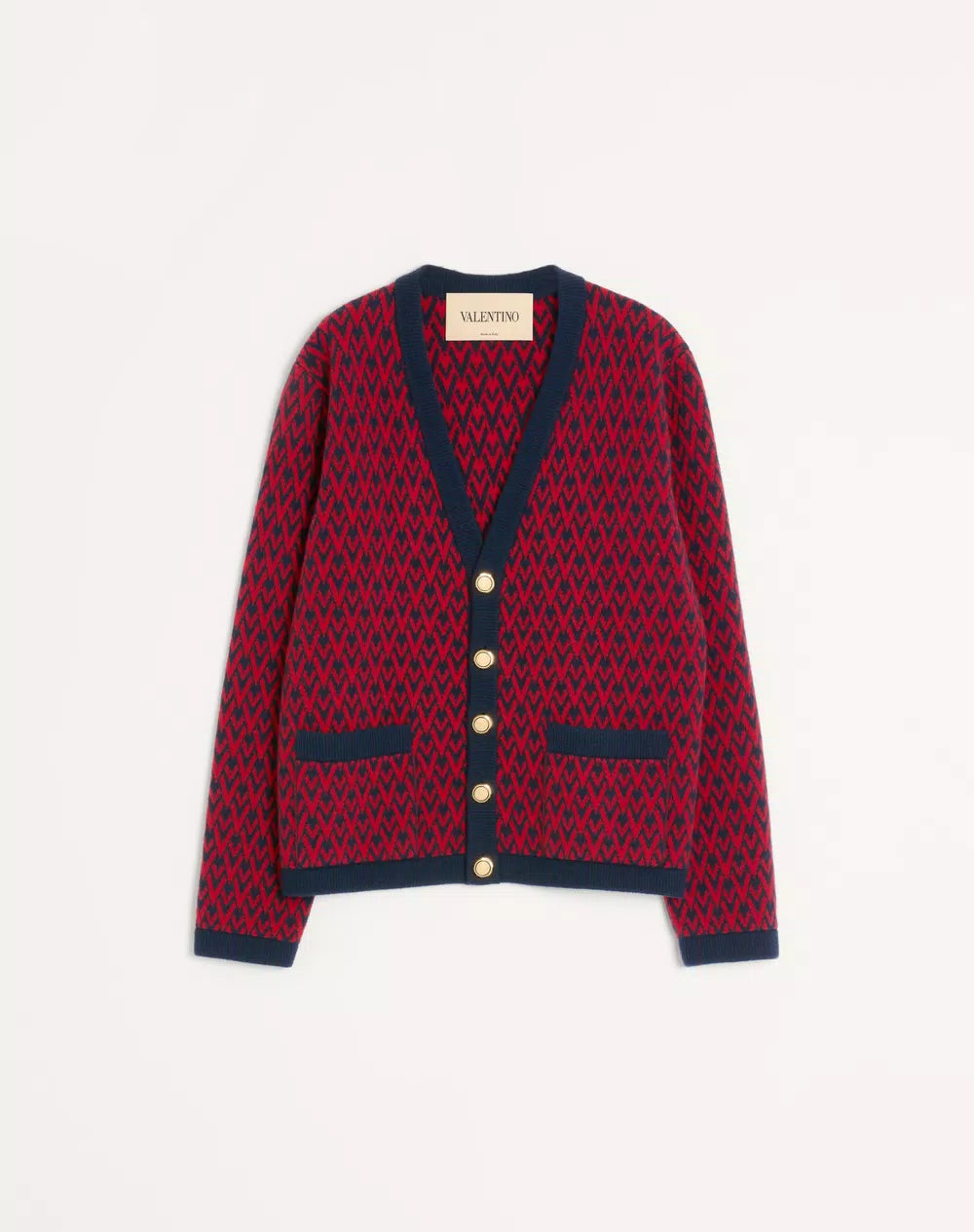 Wool Cardigan With Toute La V Pattern