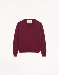 Valentino V-neck sweater in wool with VG embroidery