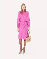 Midi Dress In Shiny-Matte Jacquard With Logo-Stripe