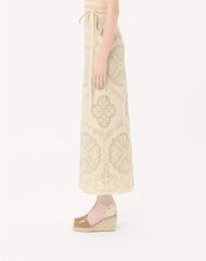 Midi Skirt In Floral Stamp Blanket