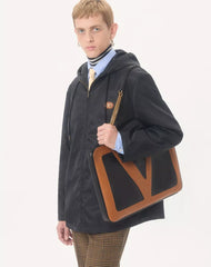 Nylon Hooded Windbreaker With VLogo Patch