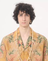 Valentino Linen Bowling Shirt With Apres L'Hiver Print