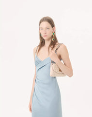 Long Dress In Embroidered Cady Satin