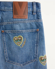 Embroidered Denim Trousers