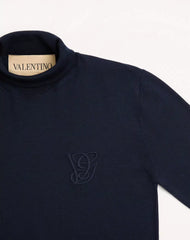Valentino wool high-neck sweater with VG embroidery