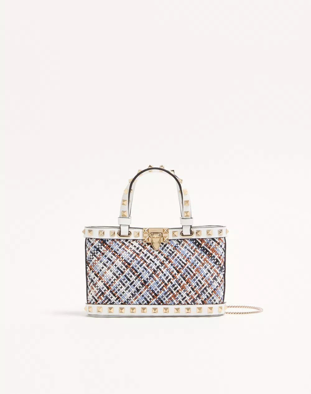 Valentino Garavani Rockstud Mini Shopping Bag In Woven Fabric.