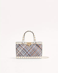Valentino Garavani Rockstud Mini Shopping Bag In Woven Fabric.