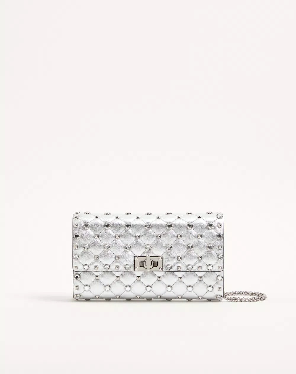 Valentino Garavani Rockstud Spike Shoulder Bag In Laminated Nappa Leather With Cabochon Stones