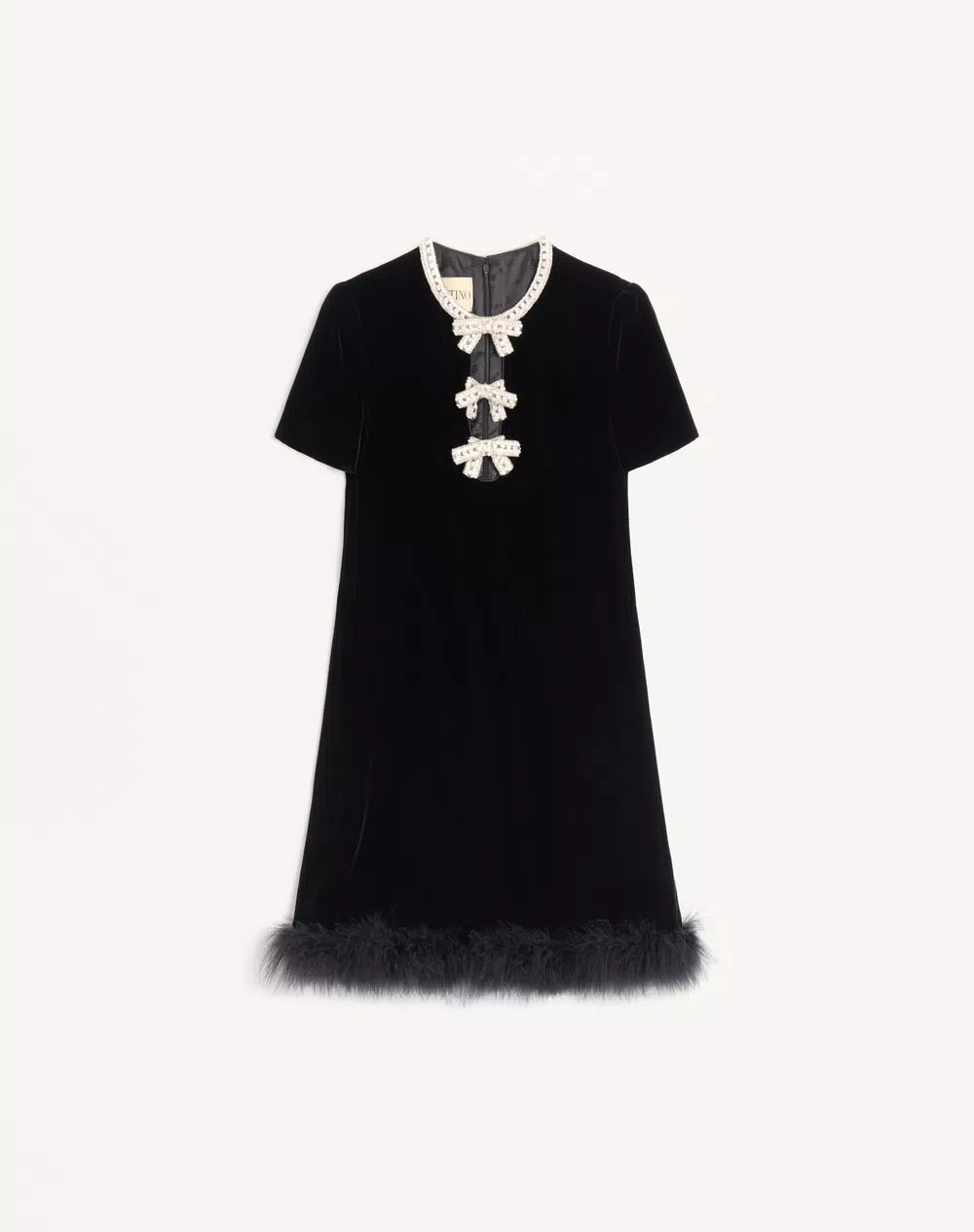 Short Dress In Embroidered SablÃ© Velvet