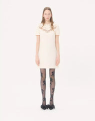 Embroidered Crepe Couture Short Dress