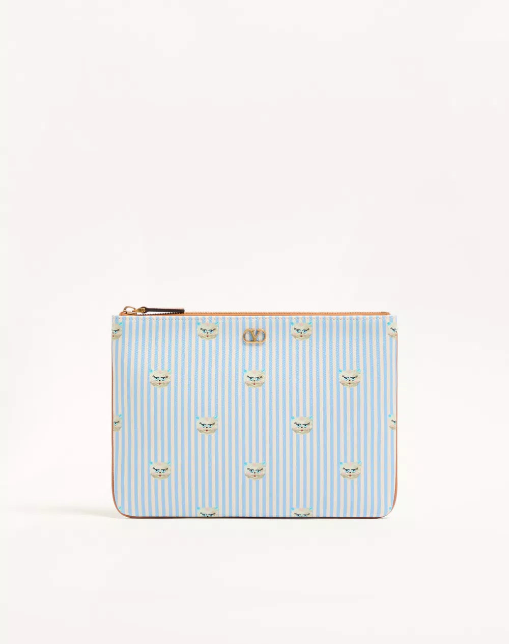 Valentino Garavani VLogo Signature Pouch In Grainy Calfskin With Le Chat De La Maison Print