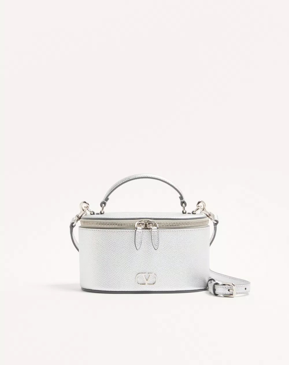 VLogo Signature Mini Vanity Bag In Laminated Grainy Calfskin