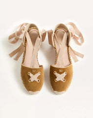 Resort Wedge In Split Leather 75Mm