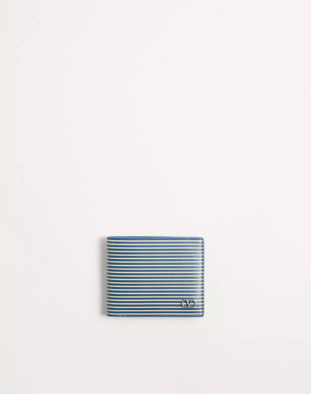 Valentino Garavani VLogo Signature Calfskin Wallet With Striped Print