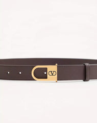 VLogo Signature Belt In Shiny Calfskin 30 Mm With Enamelled Logo Detail