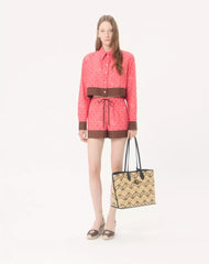Valentino Garavani Medium Raffia Shopping Bag With A Geometric Pattern