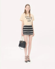 Cotton Jersey T-Shirt With Panther Lady Print