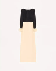 Cady Couture Long Dress With Feathers