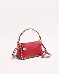 Small Rockstud Grainy Calfskin Crossbody Bag