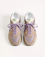Stud Up Sneaker in Split Leather and Nylon with Butterfly Embroidery