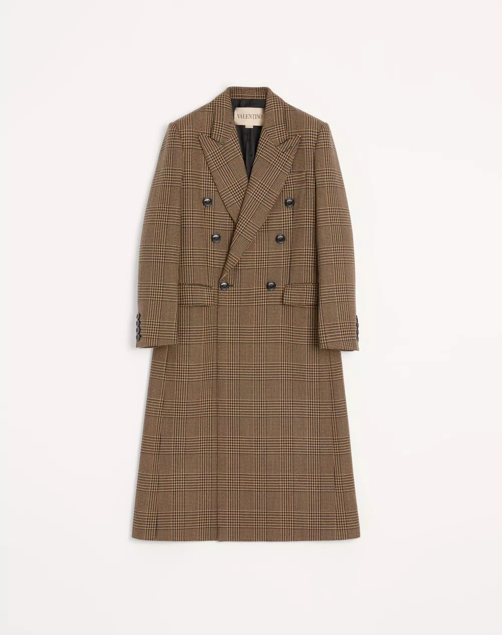 Valentino Double-Breasted Wool Coat With Glen Plaid Pattern