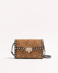 Valentino Garavani Rockstud Small Shoulder Bag In Pony-Effect Calfskin With Animal Print