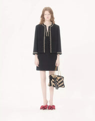 Embroidered Canestrello Tweed Short Dress