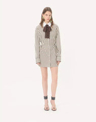 Short Dress In Printed Striped Poplin