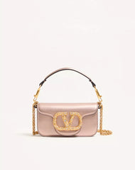 Valentino Garavani LocÃ² Small Shoulder Bag In Laminated Calfskin With Jewel Logo
