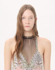 Long Dress In Embroidered Tulle Illusione