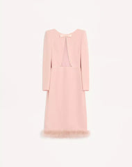 Cady Couture Midi Dress With Feathers