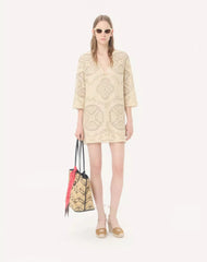 Short Dress In Floral Stamp Blanket
