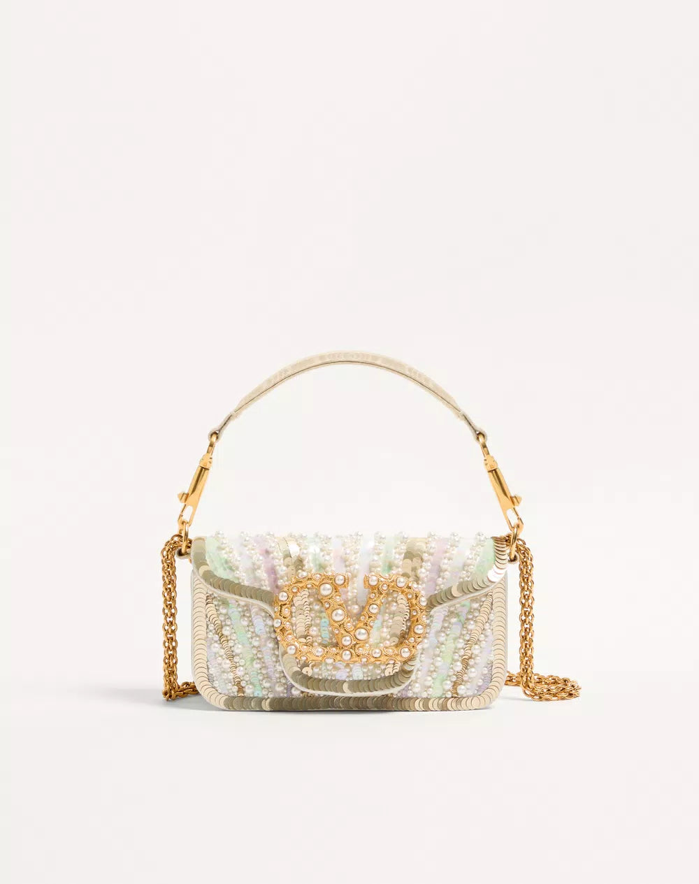 Valentino Garavani LocÃ² Small Embroidered Shoulder Bag With Jewel Logo