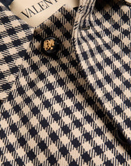Single-Breasted Cotton And Wool Coat With Vichy Pattern