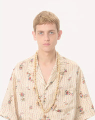 Valentino Silk Bowling Shirt With Papier Floral Print