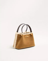 Valentino Garavani Small Suede Shopping Bag With Sheepskin Lining