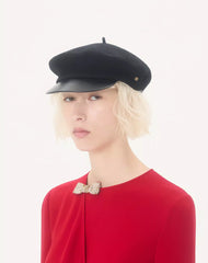 Valentino Garavani VLogo Signature Wool Beanie With Leather Visor