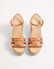 VLogo Signature Cherryfic Pattern Wedge Sandal 120Mm