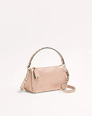 Valentino Garavani Rockstud Small Crossbody Bag In Laminated Grainy Calfskin Leather