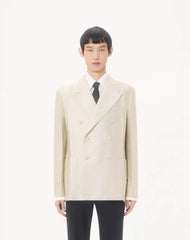 Valentino Double-Breasted Silk Jacket With Plusdepois Jacquard Pattern And Pressed Crease