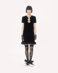 Short Dress In Embroidered SablÃ© Velvet