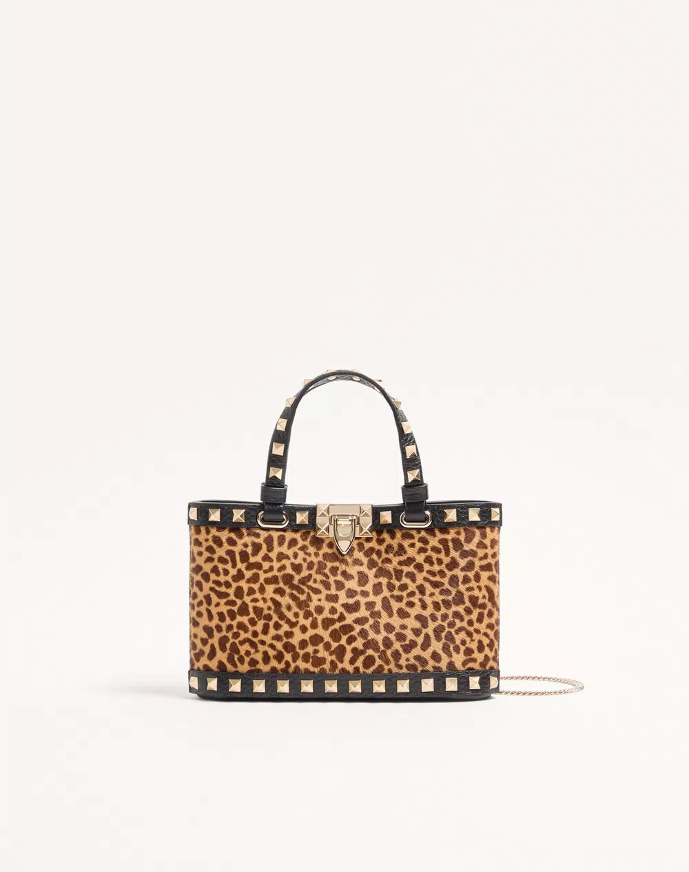 Mini Rockstud Shopping Bag In Ponyskin Effect Calfskin With Animal Print