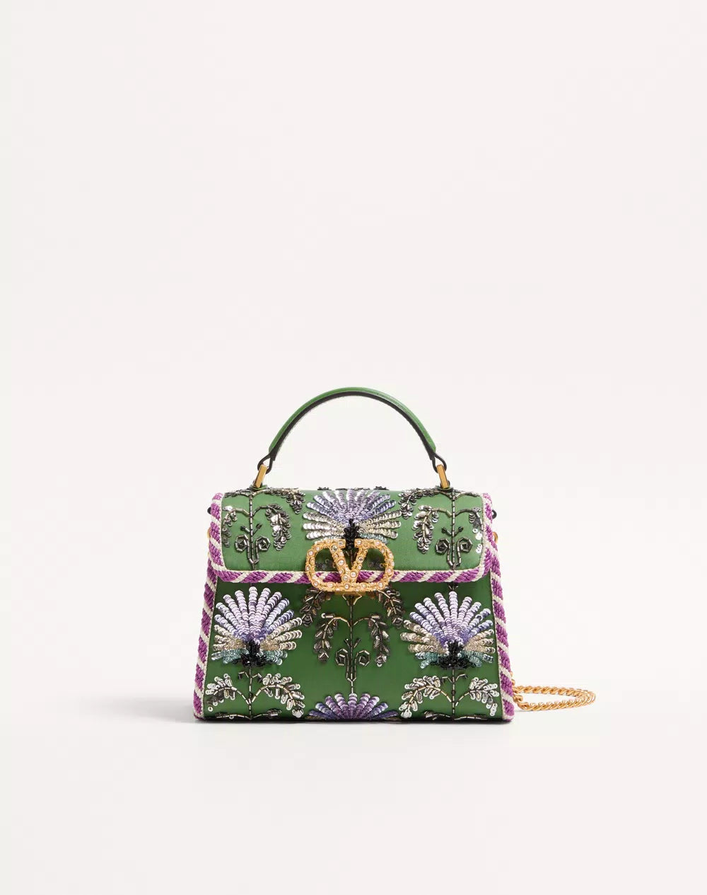 Valentino Garavani Mini Vsling Embroidered Handbag With Jewel Logo