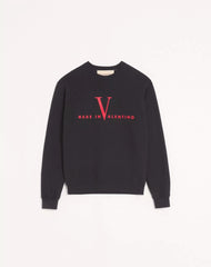 Valentino Cotton Crewneck Sweatshirt With Made In Valentino Print