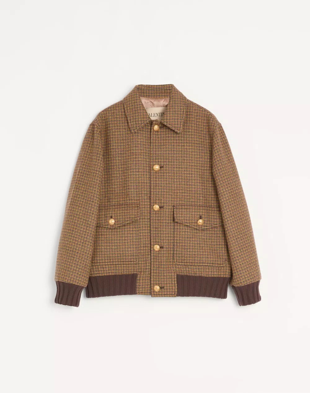 Valentino Wool Bomber Jacket With Houndstooth Pattern