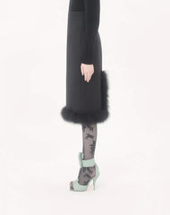 Crepe Couture Midi Skirt with Feathers